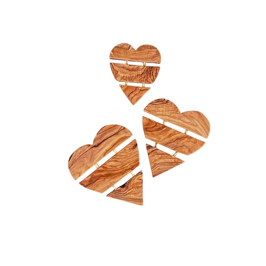 Olive Wood Trivets (Set of 3) - Hearts