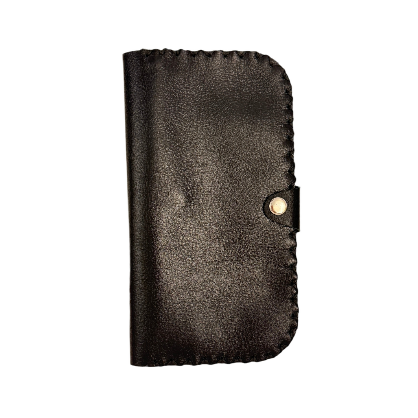 Leather Bi-Fold Snap Wallet - Black