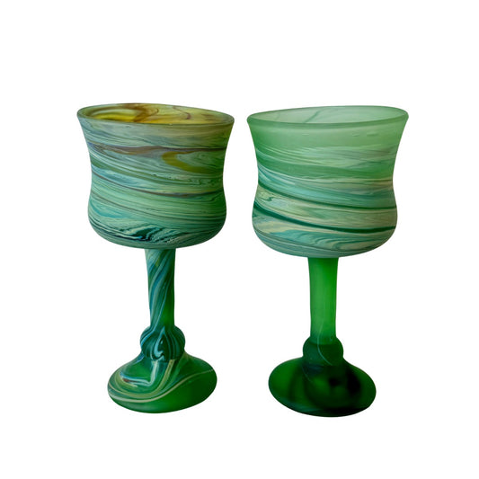 Phoenician Glass Goblets (Set of 2) - Green