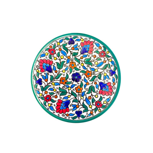 Ceramic Round Plate (6”) - Teal Multicolor