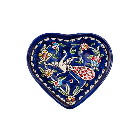 Ceramic Heart Dish (5") - Blue Peacock