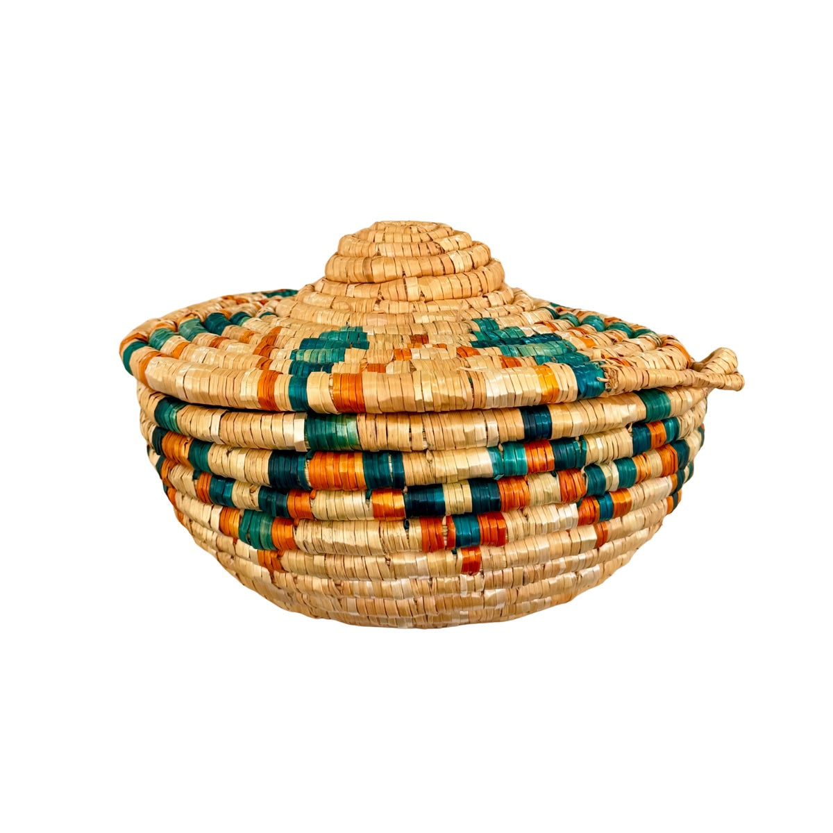 Handwoven Basket with Lid 10.5"
