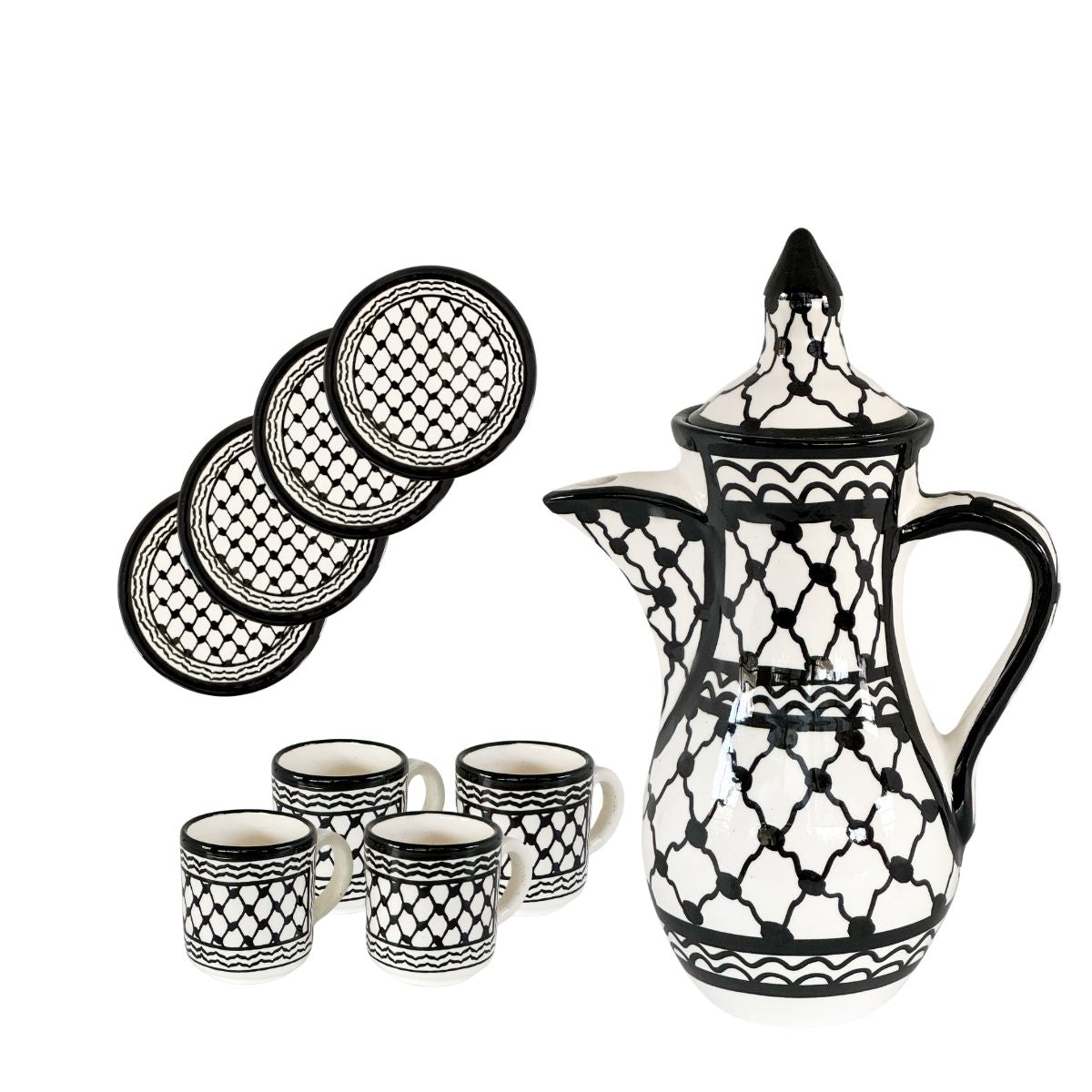 Ceramic Coffee Server Gift Set with Cups and Plates