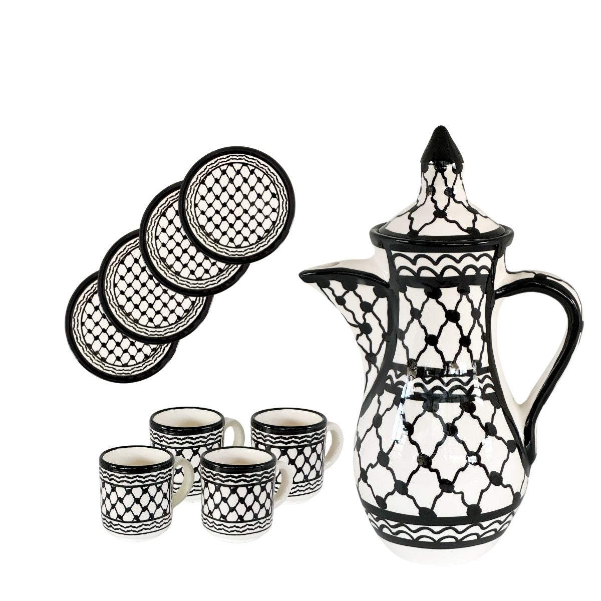 Ceramic Coffee Server Gift Set with Cups and Plates Shop Palestine
