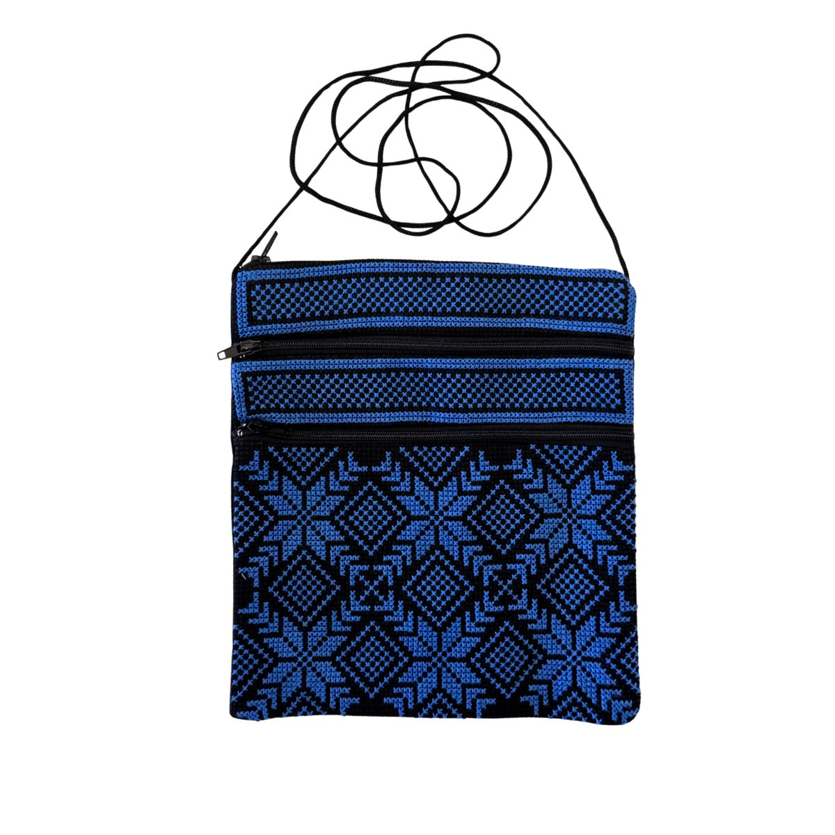 Embroidered Shoulder Purse - Blue