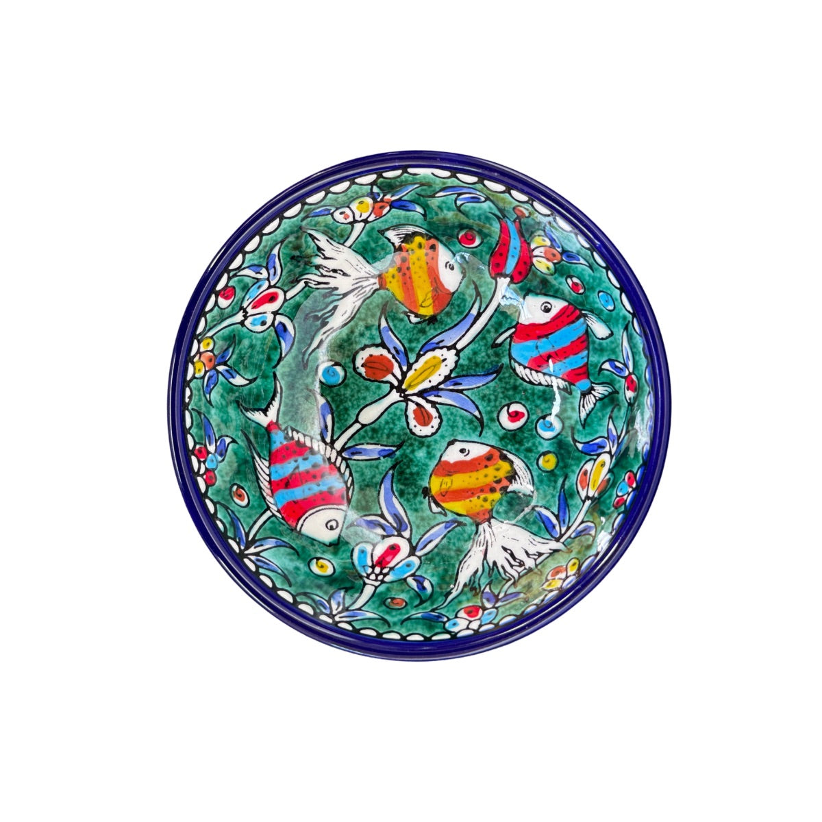 Ceramic Bowl 6" - Green Fish