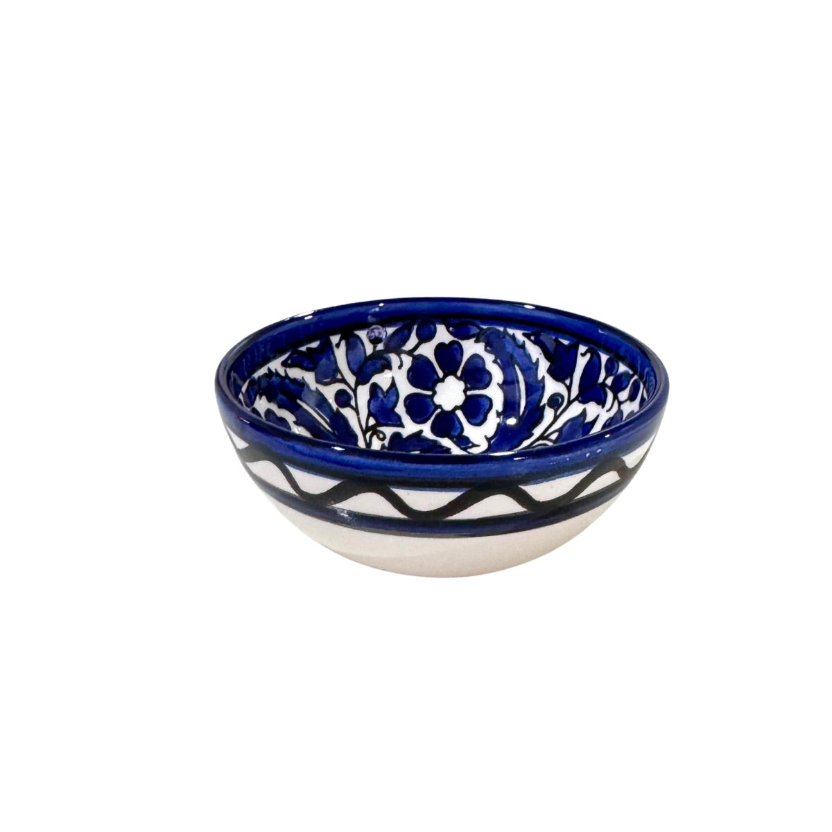 Ceramic "Dipping" Bowl (3.5”) -Blue Leaves