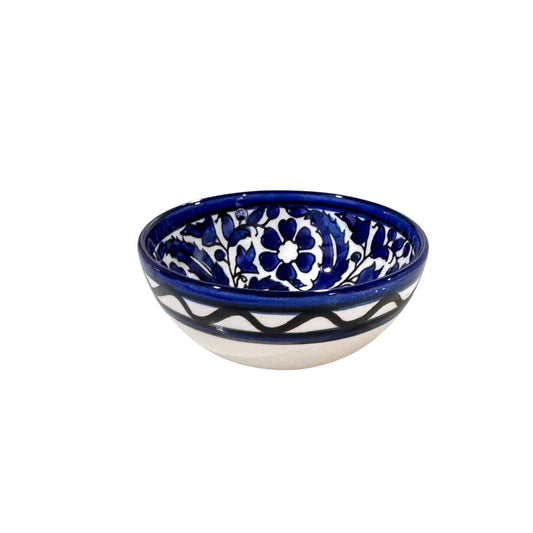 Ceramic "Dipping" Bowl (3.5”) -Blue Leaves