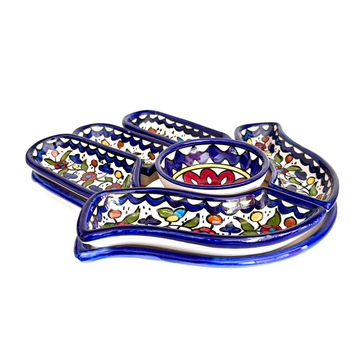 Ceramic Sectional Serving DIsh (11”) - Hamsa Multicolor