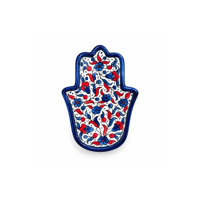 Ceramic "Hamsa" Dish - Blue & Red