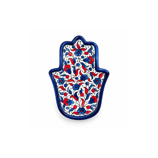 Ceramic "Hamsa" Dish - Blue & Red