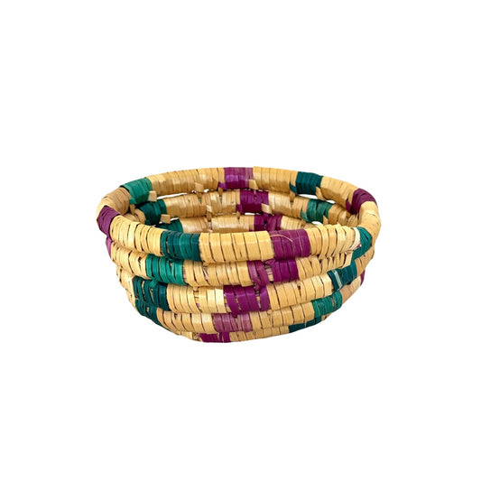 Basket by Women in Salfit (5") -  Magenta & Green Swirl