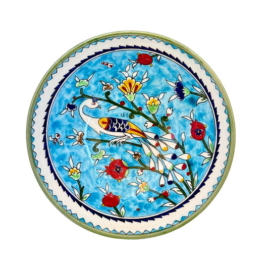 Jerusalem Round Plate (11”) - Peacock, Aqua