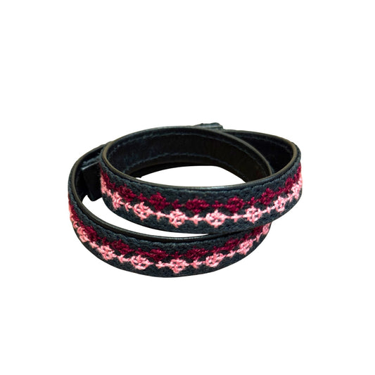 Embroidered Wrap Bracelet/Choker - Pink