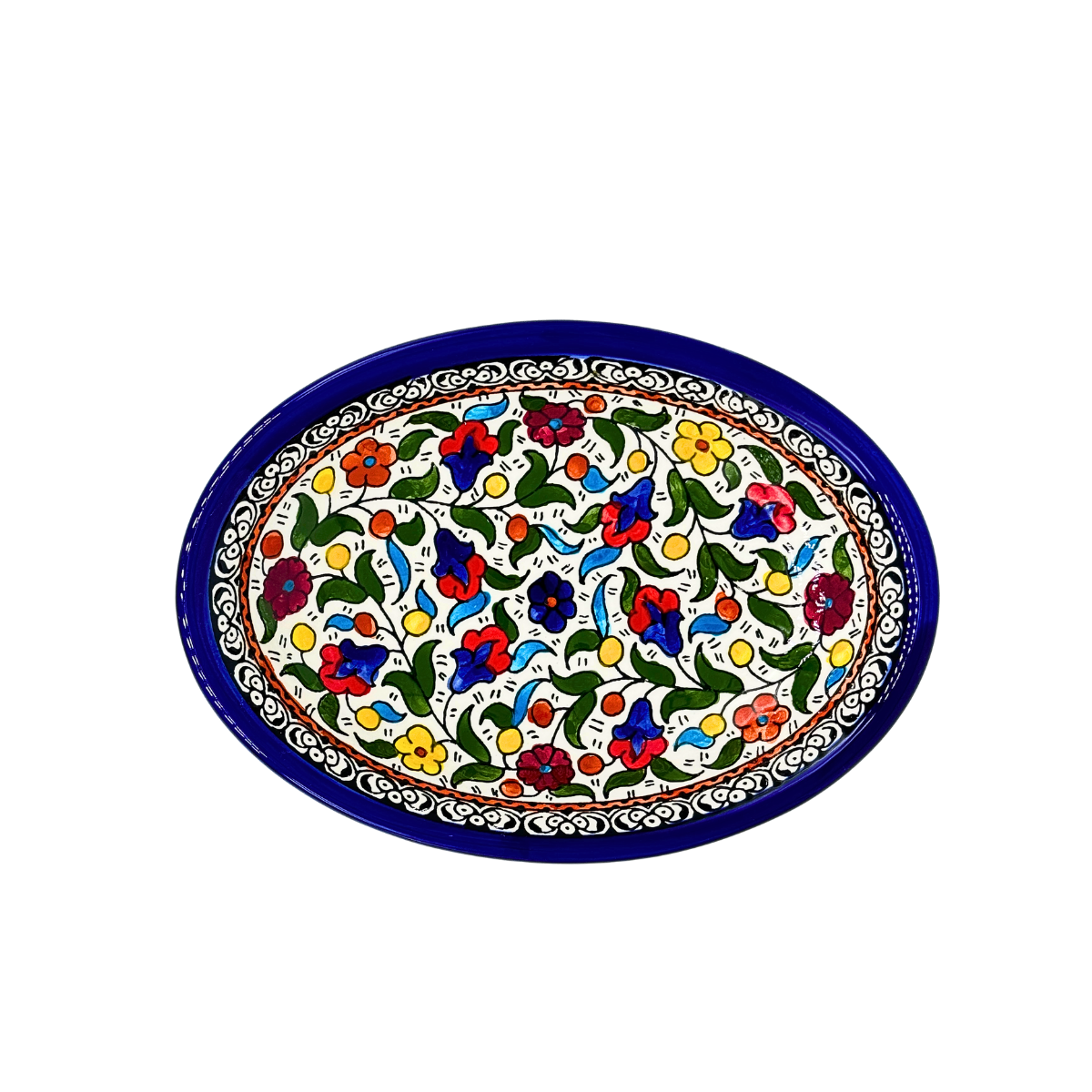 Ceramic Oval Dish 9" - Classic Multicolor