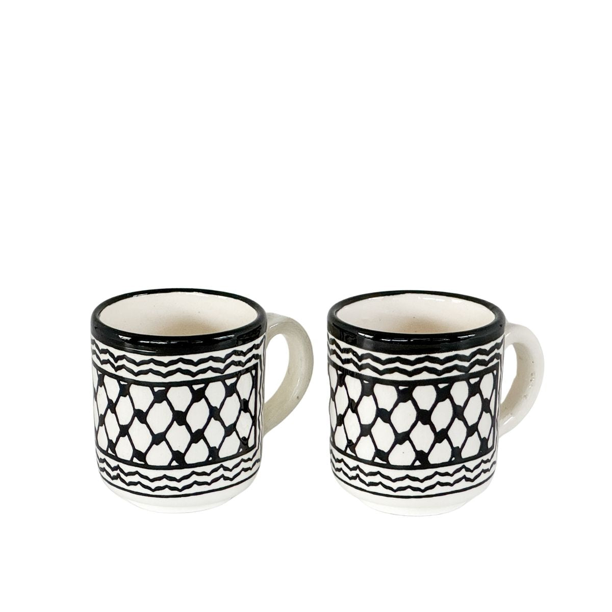 Ceramic Cups: Set of 2 cups Keffiyeh Design