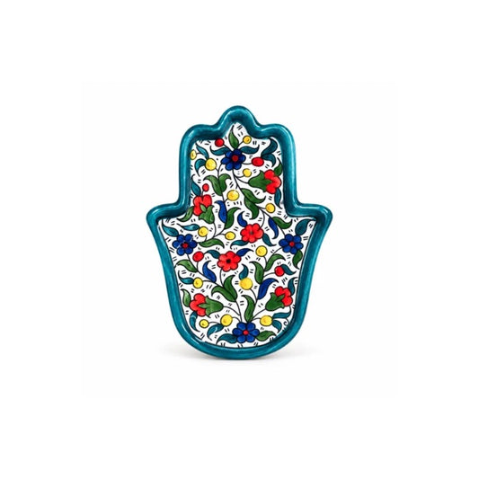 Ceramic "Hamsa" Dish - Teal Multicolor