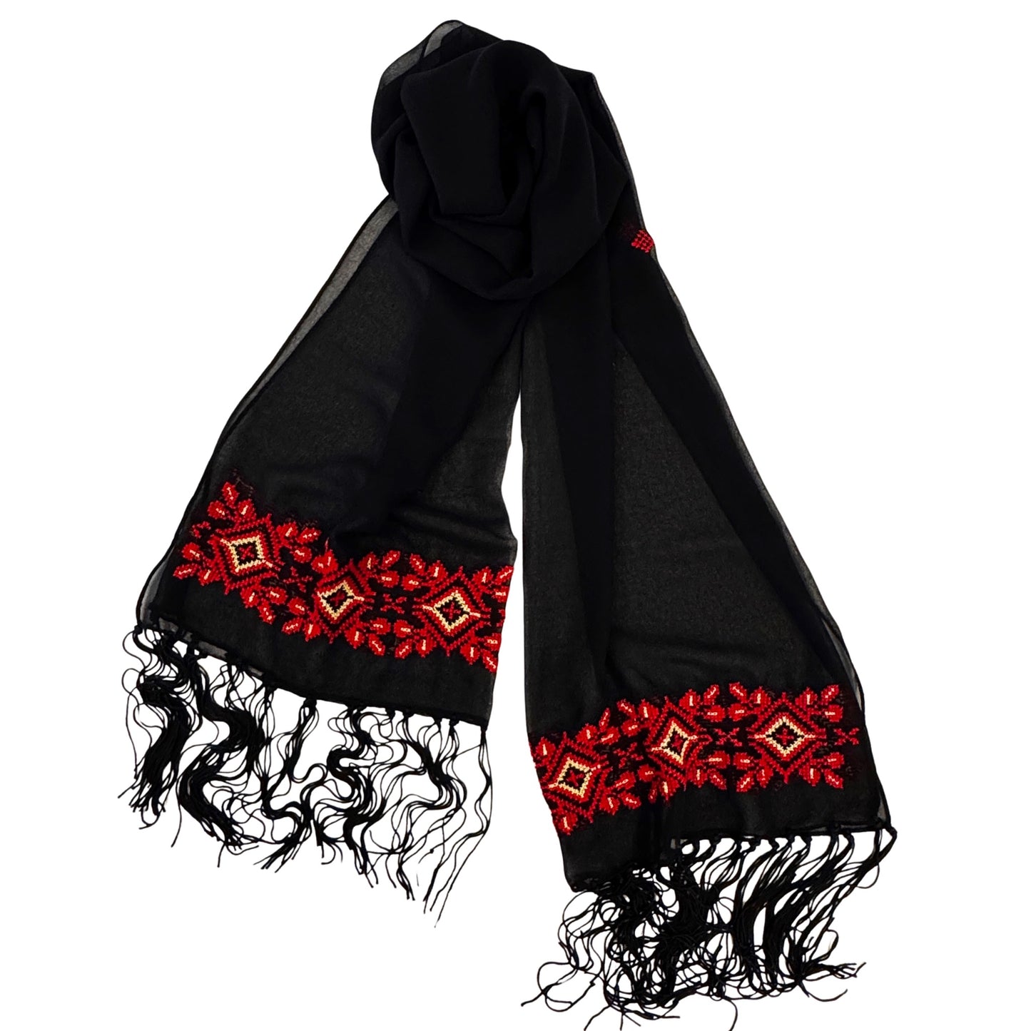 Embroidered Chiffon Scarf