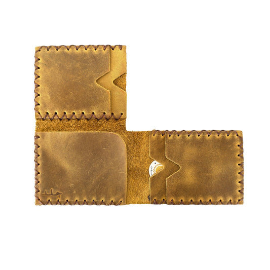 Leather Tri-Fold Wallet - Khaki