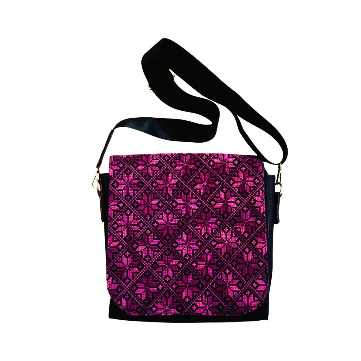 Embroidered Leather Bag (Dark Plum) - Berry