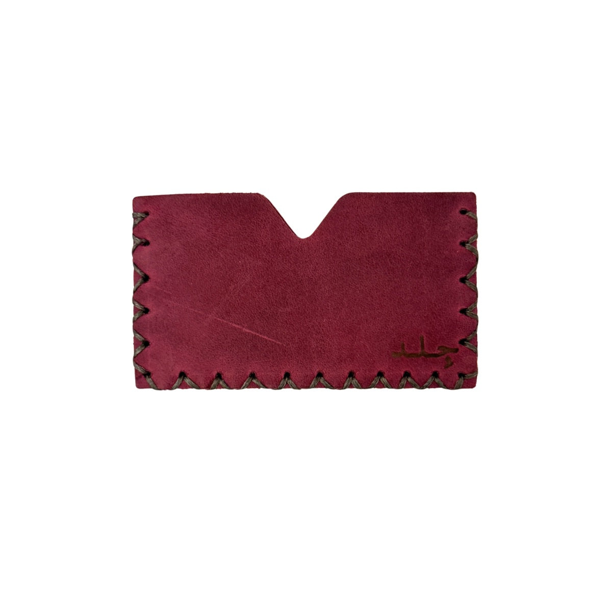 Leather Single Card Wallet - Plum