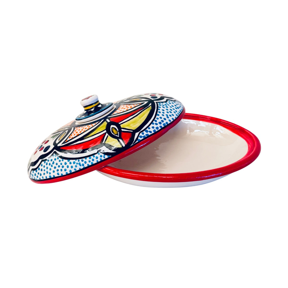 Ceramic Covered Dish (9") - Red