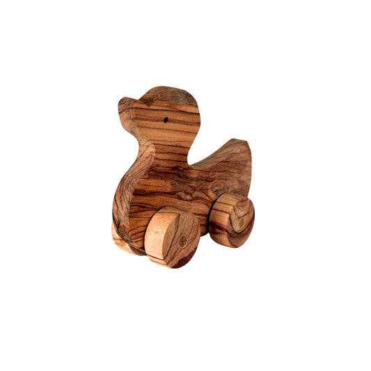 Olive Wood Rolling Toy - Duck