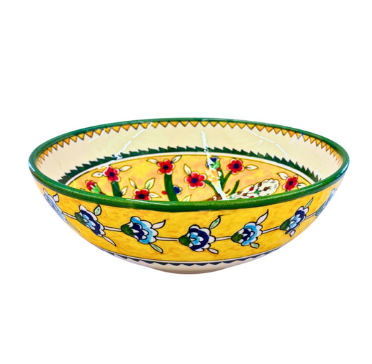 Ceramic Serving Bowl (10”) - Birds, Yellow