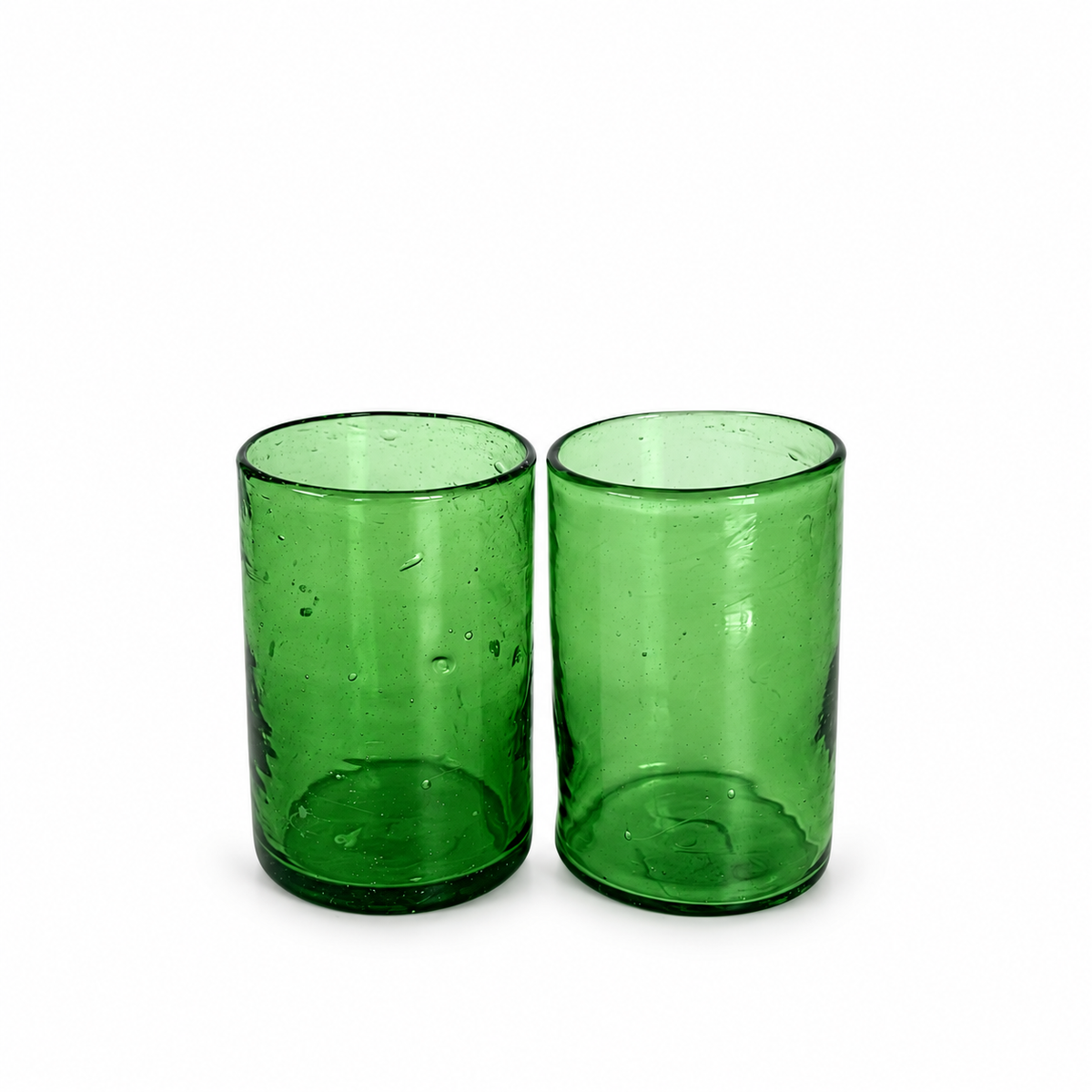 Glass Tumblers (4”), Set of 2 - Emerald