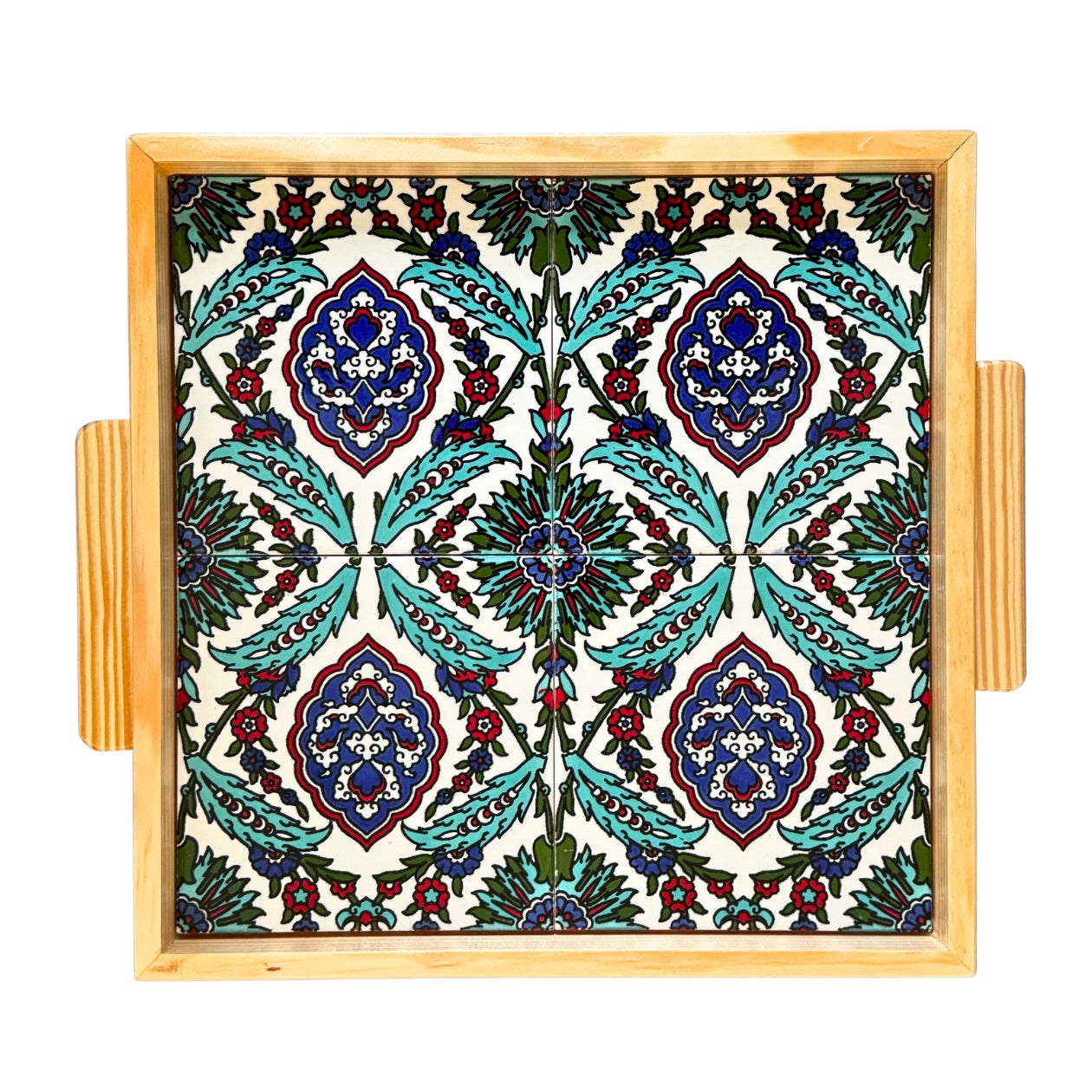 Ceramic and Wood Serving Tray - Ottoman Gardens