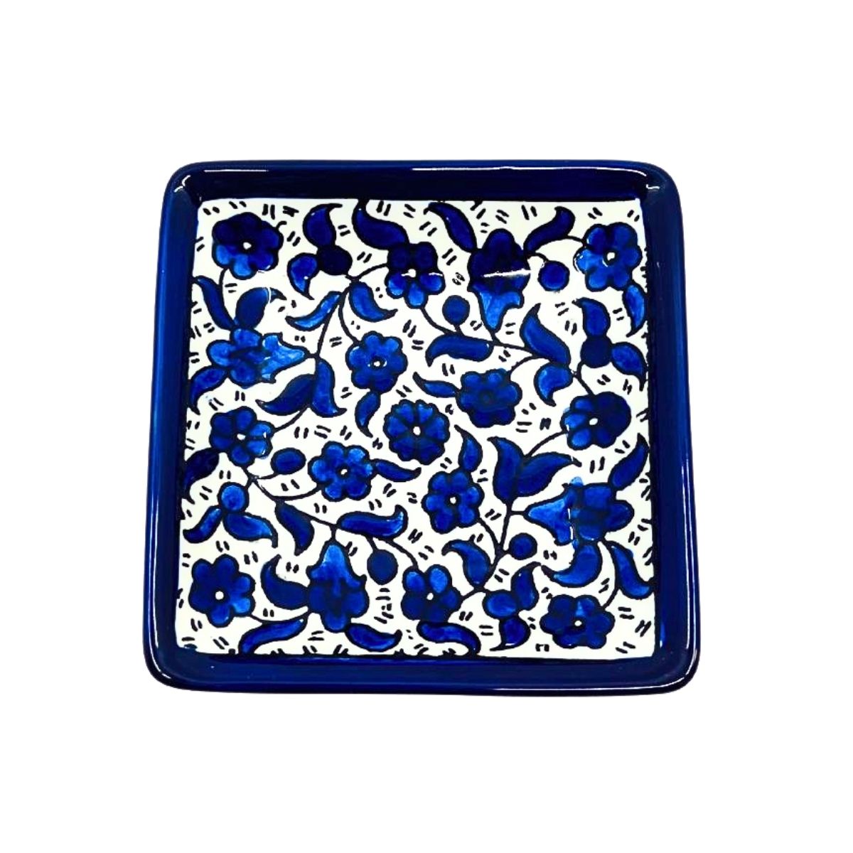 Ceramic Square Dish (4”) - Classic Blue