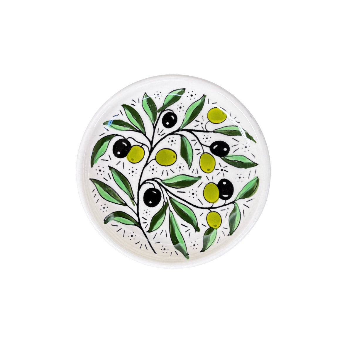 Ceramic Round Plate (5.5") w/Rim - Olives