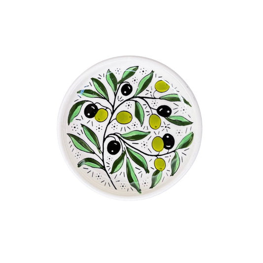 Ceramic Round Plate (5.5") w/Rim - Olives