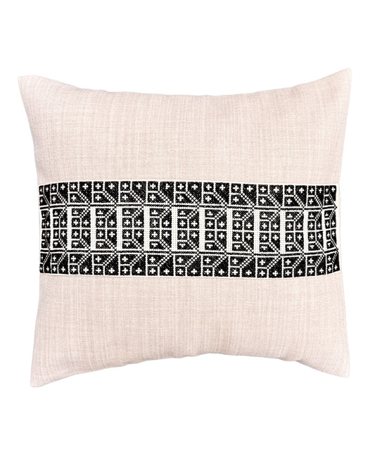 Carnation Embroidered Pillow Cover - Cream