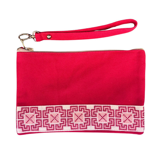 Safa Tatreez Pouch - Pomegranate Red