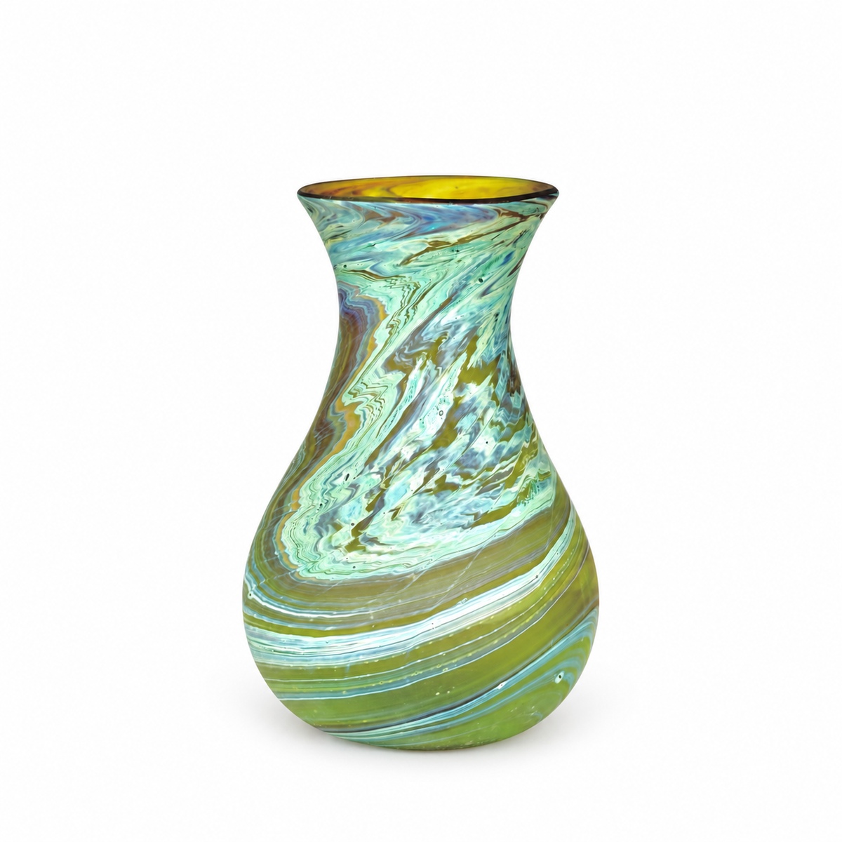 Phoenician Glass Vase (10”) - Sea Green Amber