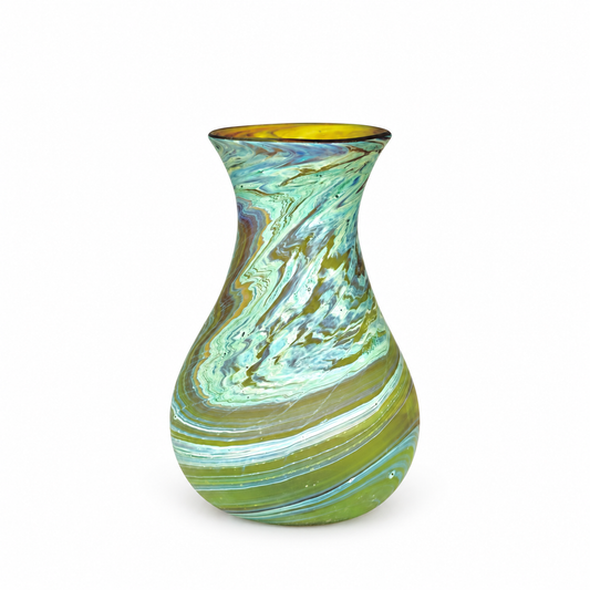 Phoenician Glass Vase (10”) - Sea Green Amber