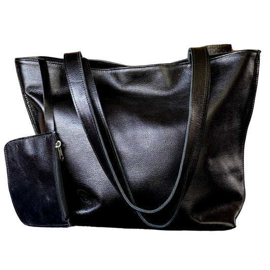 Leather Tote Bag - Black