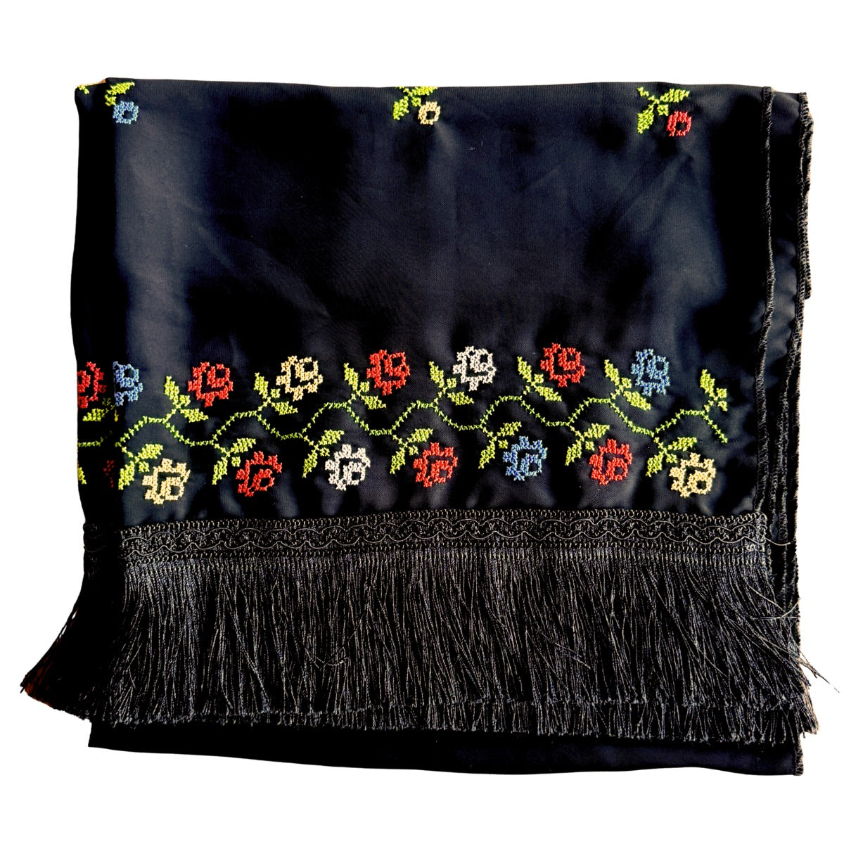 Embroidered Chiffon Scarf - Rosettes