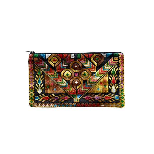 Embroidered Hand Purse - "V" Camel
