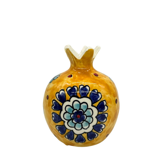 Ceramic Pomegranate Vase - Golden Floral
