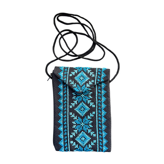 Embroidered Phone Purse - Turquoise