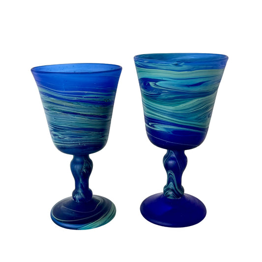 Phoenician Glass Goblets (Set of 2) -  Blue