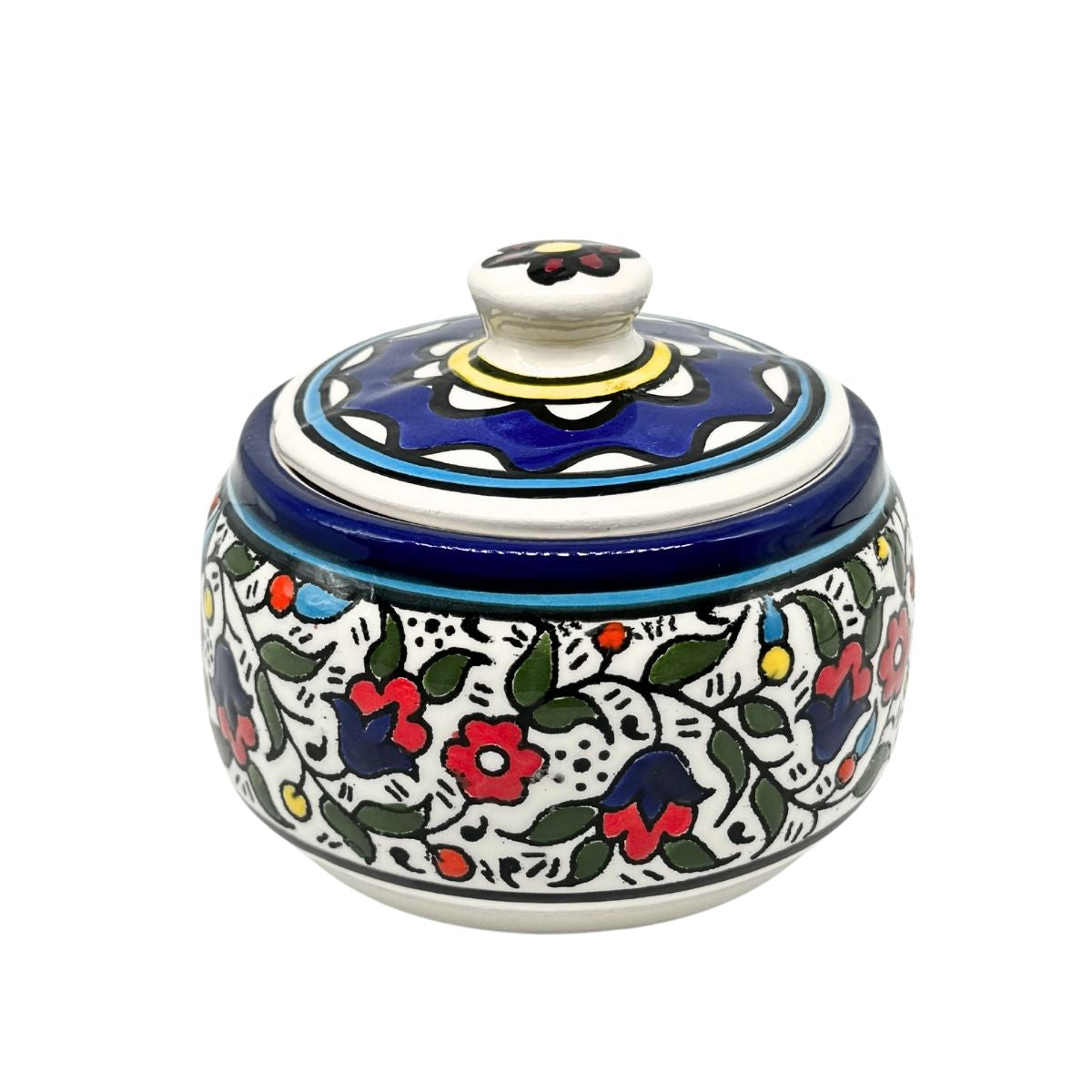 Ceramic Jar w/Lid - Large, Multicolor