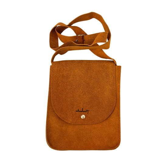 Leather Suede Bag (One Snap) - Camel