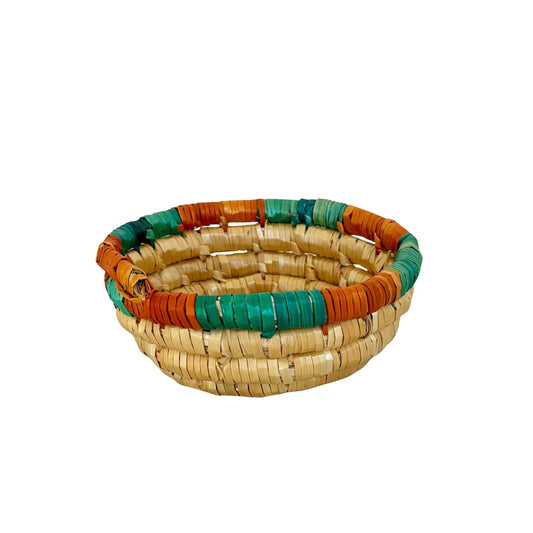 Basket by Women in Salfit (5") - Green/Orange