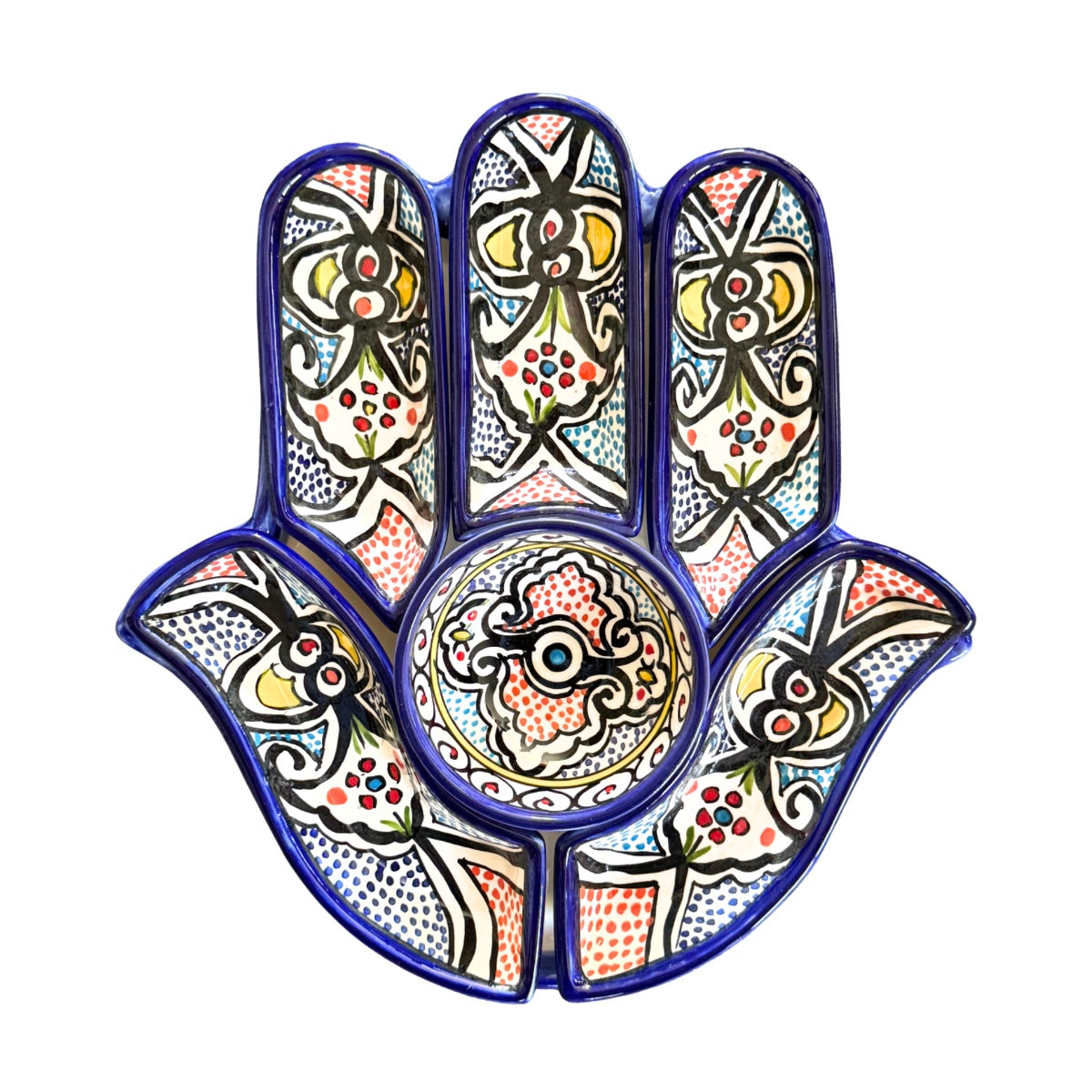 Ceramic Sectional Serving DIsh (11”) - Hamsa Arabesque