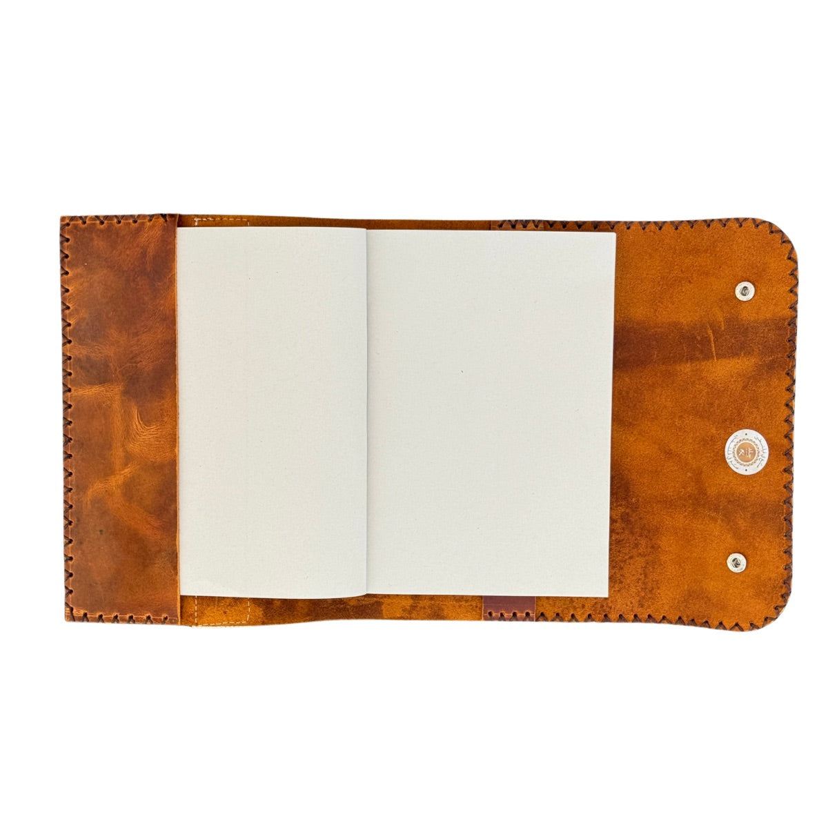 Leather Journal w/Embroidery - Brown w/Olives