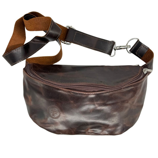 Leather Fanny Pack, Dark Brown