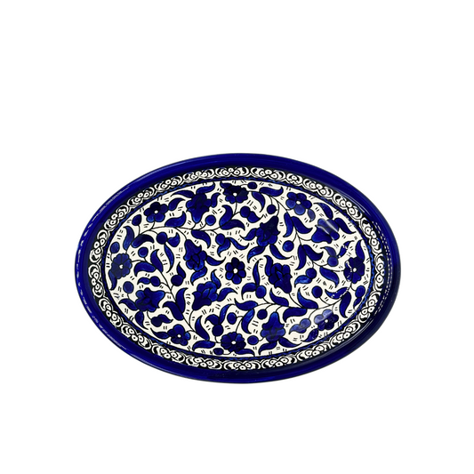 Ceramic Oval Dish 9" - Classic Blue